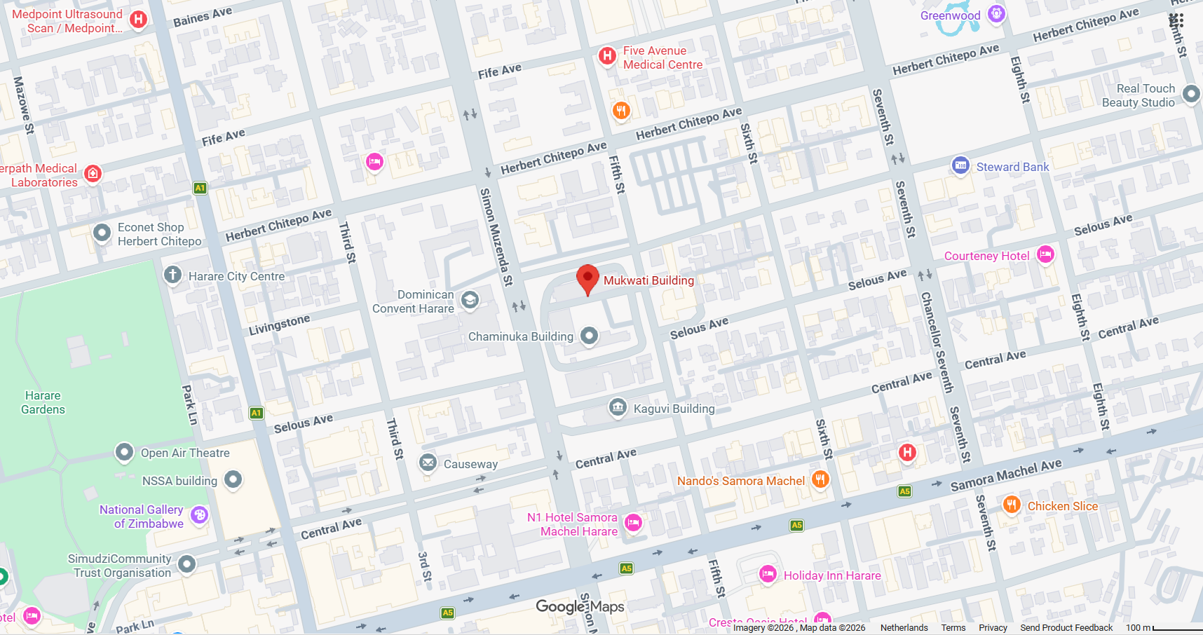 Map of Harare CBD